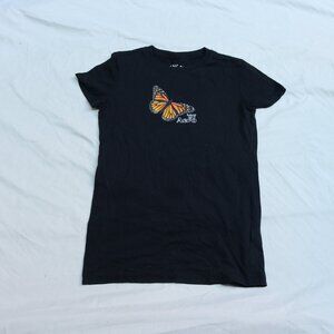 Aeropostale Black Tee with Orange Butterfly